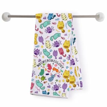 Imagem de Microbiologia Bactérias Toalha de Chá Ciência Arte Biólogo Toalha de Mão Presente para Professor Meowcrobiology Cat Merch (Meow-KT)