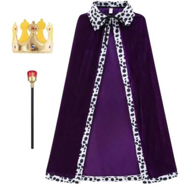 Imagem de Dagmar Fantasia de príncipe para meninos, fantasia de rei, roupa de príncipe para crianças, festa de aniversário, Halloween, cosplay, Roxa, Tamanho Único