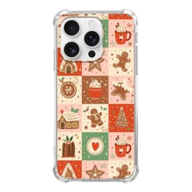 Imagem de BESUC WICH Capa de celular de Natal de gengibre para iPhone 15 Pro Max, capa de telefone de cacau com biscoitos de Natal para iPhone 15 Pro Max, capa de telefone amortecedora de TPU macio