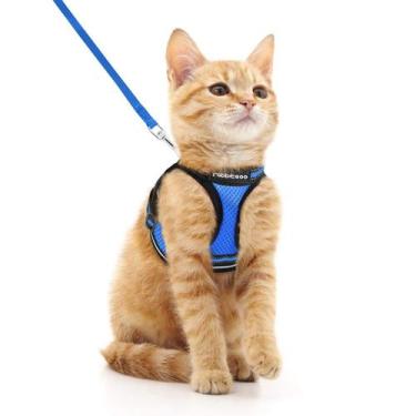 Imagem de Conjunto de arnês e coleira para gatos rabbitgoo para Walking Blue M