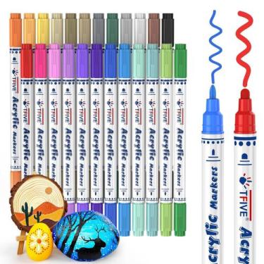 Imagem de Kit de marcadores de tinta acrílica TFIVE Dual Tip 24 cores