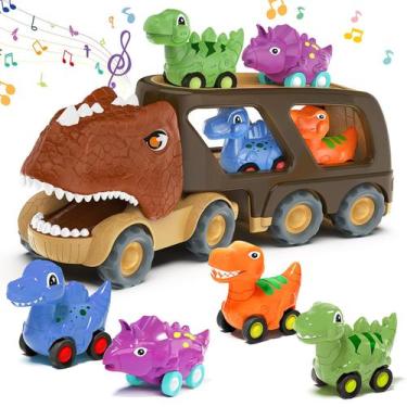 Imagem de Caminhão transportador de dinossauros Toy Moritakk para crianças de 2 