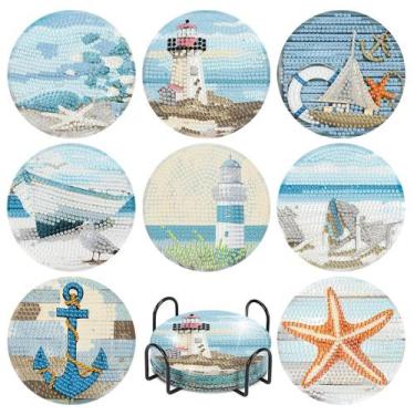 Imagem de Kit de montanhas-russas Diamond Art Beach View com suporte para adulto