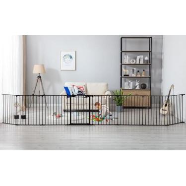 Imagem de Baby Gate SOSPIRO de 5 m de metal preto extra largo com porta de 8 pai