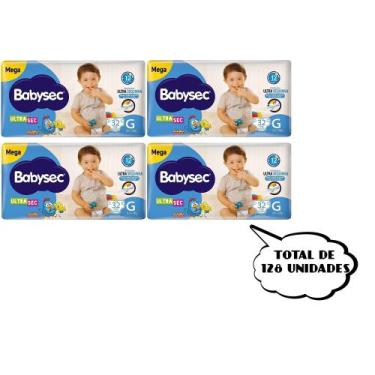Imagem de Fralda Babysec-G (8,5 a 12kg) - (4 pacotes-32 cada pacote) total de 12