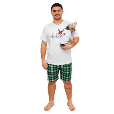 Imagem de Tal Pai Tal Pet Pijama Masculino Curto e Roupa Pet Natal Chess - Alegr