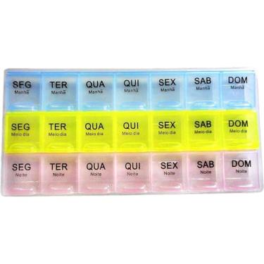 Imagem de Porta Comprimidos Semanal com 21 Compartimentos, 3 Períodos Diários, Organizador de Medicamentos