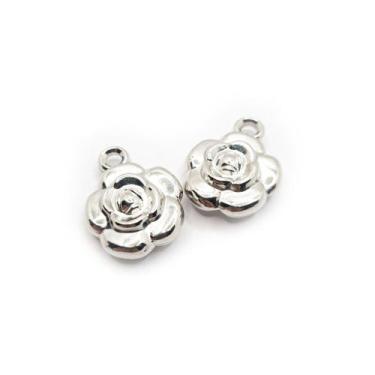 Imagem de Pingente Flor Rosa 5 Pétalas  Abs Níquel 18mm 10pçs 13g - Macall