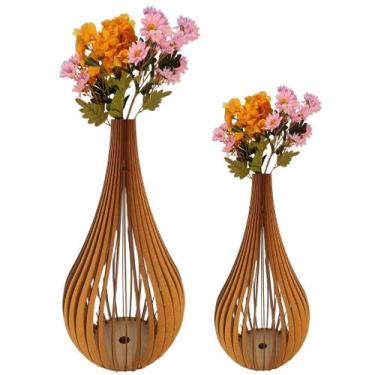 Imagem de Vaso de Chão Decorativo Grande CAPADÓCIA MDF - LENOBRE, MDF CRU, Kit c