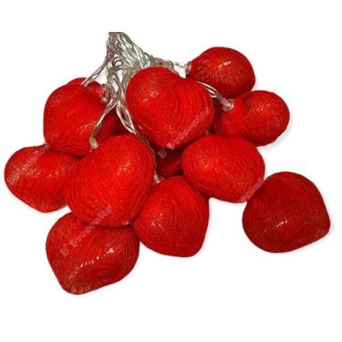 Imagem de Pisca Coração Barbantes Vermelho Pilha Decoração Natalino - Global, Vo