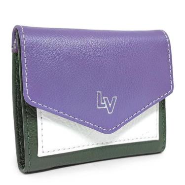 Imagem de Carteira Feminina Pequena De Couro Le Voyage Cartões Moedas, Verde esc