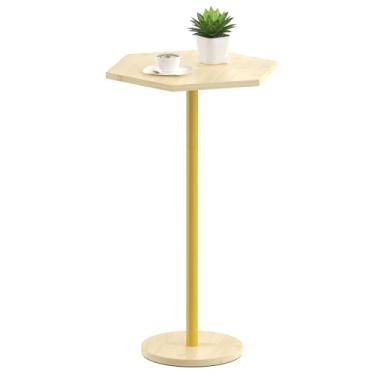 Imagem de Mesa de pedestal pequena, mesa de bebida para espaços pequenos, mesa de martini moderna com perna de metal, mesa de pedestal, sala de estar para quarto e escritório