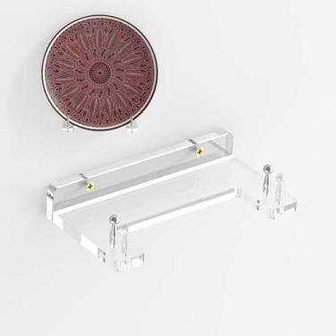 Imagem de Prateleira de acrílico para montagem na parede para placas, suporte de placa de acrílico com ângulo de exibição ajustável, gancho ideal para pratos de 15 a 40 cm, porta-retratos, tigela, certificado