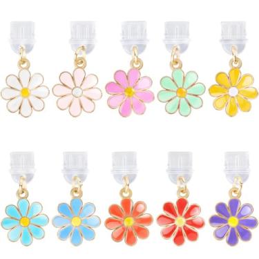 Imagem de SUNNYCLUE 1 caixa 10 cores plugue de poeira pingente tipo C a granel à prova de poeira pingente de telefone metal esmalte linda margarida moda porta de carregamento pingentes para celular fone de