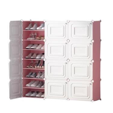 Imagem de KRILLIQ Organizador de sapateira de plástico, grande capacidade de armazenamento, armário de sapatos com tampas, organizador independente de sapatos para corredor e quarto