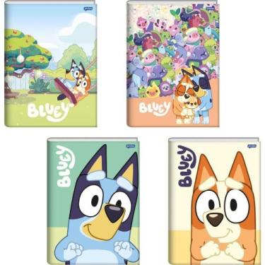 Imagem de Caderno Brochura 1/4 Capa Dura Bluey 80 Folhas Pacote com 5 Unidades -