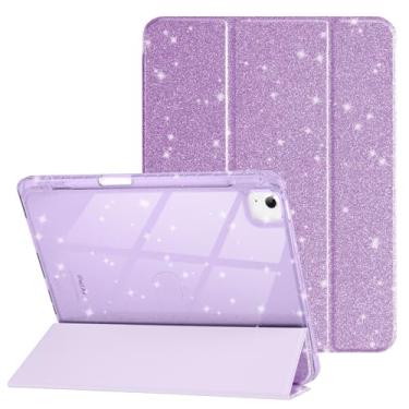 Imagem de HOICHOE Capa para iPad Air de 13 polegadas (M3/M2, 2025/2024) e iPad Pro 12,9 6/5ª geração (2022/2021), capa brilhante brilhante com capa traseira transparente brilhante, capa com suporte de três