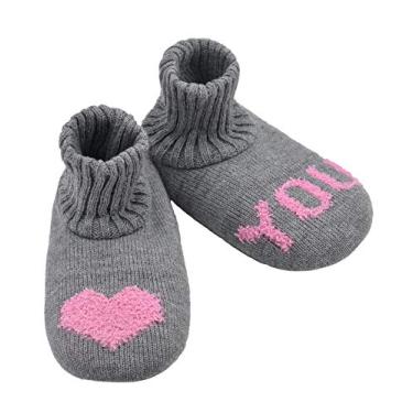 Imagem de Panda Bros Meias femininas com garras, botas femininas felpudas com parte inferior antiderrapante, chinelos aconchegantes para casa, Gray Love, 8-10