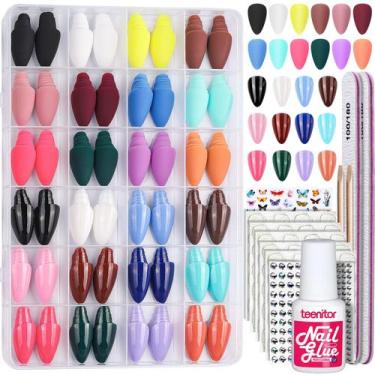 Imagem de Press On Nails Teenitor Almond, 24 pacotes, 576 unidades com cola