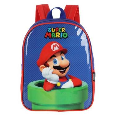 Imagem de Mochila Escolar Infantil Luxcel IS40857MO Super Mario, Azul