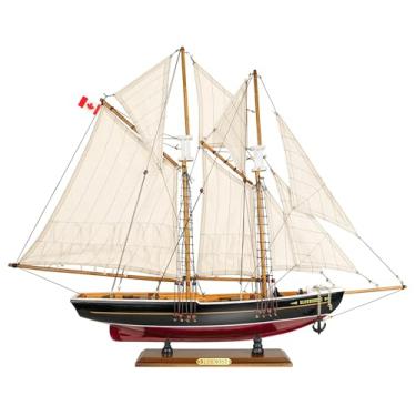 Imagem de Veleiro de madeira SAILINGSTORY modelo navio Bluenose escala 1/85 réplica decoração de barco a veleiro médio