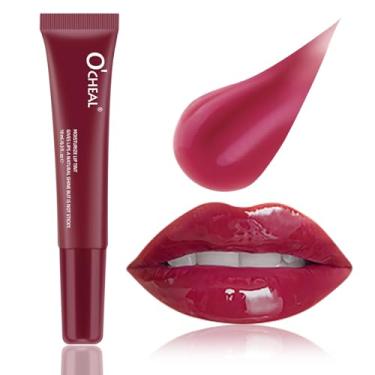 Imagem de O'CHEAL Brilho labial para mulheres, protetor labial hidratante matizado, mancha labial transparente brilhante natural, leve, volumosa, não pegajosa, de longa duração, manteiga labial antirrugas, sem