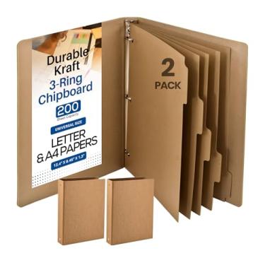 Imagem de Performore Pacote com 2 fichários Kraft A4 – Duráveis 31,5 x 24 x 3,3 cm, comporta 200 folhas, inclui 5 separadores para armazenamento organizado de documentos