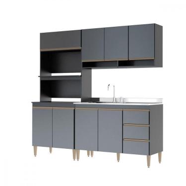 Imagem de Armário De Cozinha Com Torre Quente Forno Micro Menu Móveis Preto