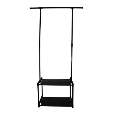 Imagem de Cabideiro Arara Roupa 2 Prateleiras Sapateira Organizador Varal Guarda Roupa Loja Quarto Luxo