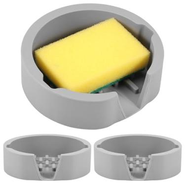 Imagem de ZLHETWT 3 peças de suporte de esponja, organizador de esponja, porta-esponjas macias, bandeja de esponja para lava-louças, prática, suporte de esponja com dreno, bandeja reutilizável e saboneteira