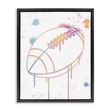 Imagem de Stupell Industries Arte de parede em tela flutuante com moldura preta grafite futebol gotejamento, design por Marcus Prime, 78 x 63 cm