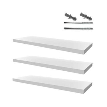 Imagem de Kit 03 Prateleiras em Mdf 15mm Branco 15x60cm com suporte fixação - Ar