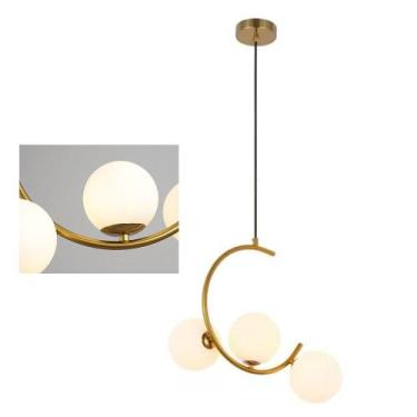 Imagem de Luminaria Lustre Pendente Meia Lua Decoraçao Luxo Enfeite Casa Sala Qu