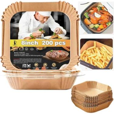 Imagem de Forros de fritadeira a ar descartáveis para fritadeira instantânea Vortex Plus 6QT XL, forros de fritadeira a ar de 6 QT, 200 peças de forros de papel pergaminho para fritadeira a ar de 6 a 8 qt