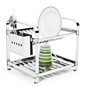 Imagem de Escorredor Louças 12 Pratos Porta Talher Em Aço Inox