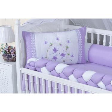 Imagem de kit de berço americano 413 borboletas 9 peças modelo meia trança - rem