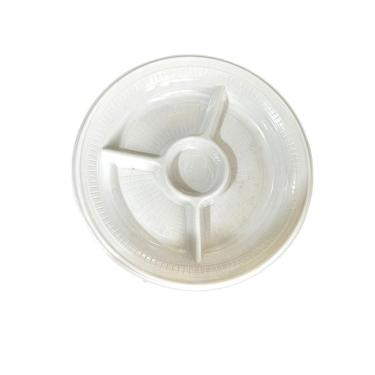 Imagem de Kit 150 Petisqueiras De Plástico 24Cm Branca Com 4 Divisões