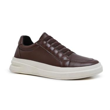 Imagem de Sapatênis Masculino em Couro Sintético, Marrom, Sem Cadarço, com Elástico, Sola de Borracha, Antiderrapante (BR, Adulto, Numérico, 42)