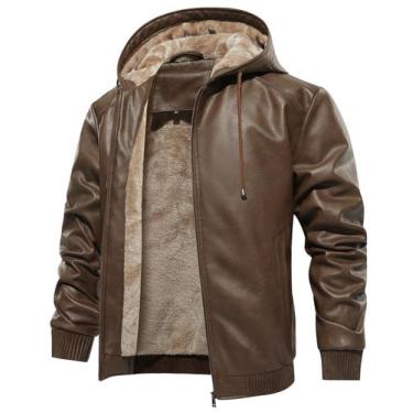 Imagem de Casaco masculino MANSDOUR de material sintético preto quente com capuz