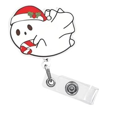 Imagem de Carretel de crachá de Natal, fantasma fofo, retrátil, carretéis de crachá, clipe de jacaré, porta-crachá retrátil de acrílico fantasma para enfermeira, trabalhadora médica, estudante de enfermagem