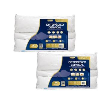 Imagem de Kit 2 Travesseiros Formato Cervical Dobravél - Fibrasca