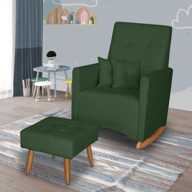 Imagem de Poltrona de amamentação balanço ana com puff bouclê - Ifa Deccor, VERD