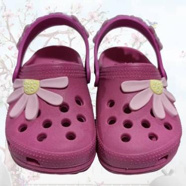 Imagem de Sandália Infantil Feminina Babuche Estampa de Flor Leve e Confortavel 
