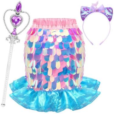 Imagem de Vestido de sereia Princess Dress Up OHARLOBE para meninas de 4 a 6 ano