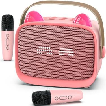 Imagem de Máquina de karaokê Okaloka Mini MP3 Player 2, microfone sem fio, rosa