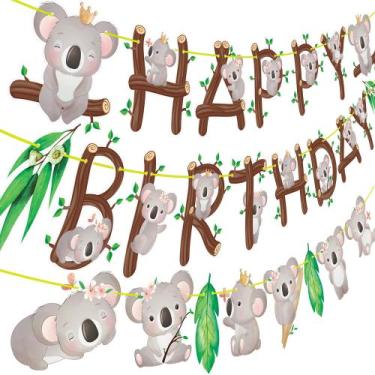 Imagem de Banner de decoração de festa Koala Bear Feliz Aniversário - umoni