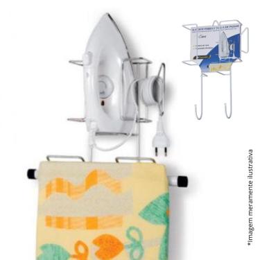 Imagem de Suporte Ferro de Passar Porta Tabua de Passar Cromado Organização Casa Lavanderia