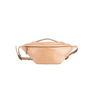 Imagem de Pochete feminina grande de couro croco Dália