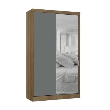 Imagem de Guarda Roupa Modulado 2 Portas De Correr Com Espelho 134cm Vene Avelã Pf/cinza Supremo Pf