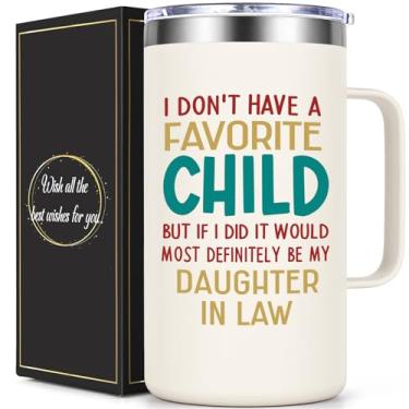 Imagem de Qtencas Presentes de sogra, presentes para sogra, My Daughter-In-Law Is My Favorite Child Caneca de café isolada de aço inoxidável de 590 ml, presente de aniversário de Natal para a esposa do filho